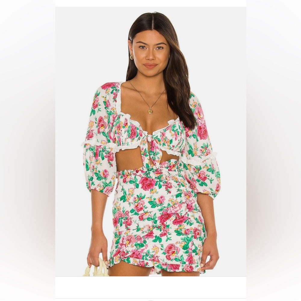 For Love & Lemons Floral Set: Mixed sizing: Top Large / Bottom Medium. Tropical
